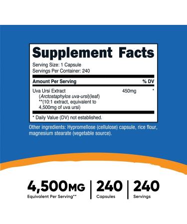 Nutricost Uva Ursi 4500mg | 240 Vegetarian Capsules | Gluten Free & Non-GMO - International Shipping Available - Buy Online on GoSupps.com