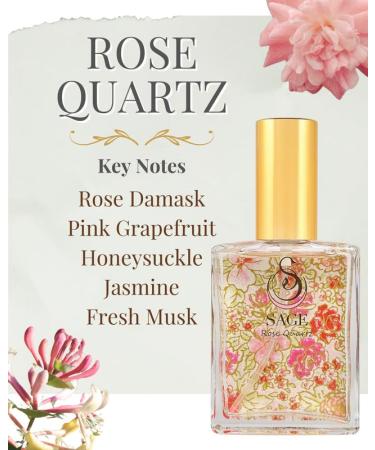 Rose Quartz Organic Perfume Spray by Sage- 2 oz Vegan & Cruelty-Free Floral Scent Rose Damask Honeysuckle Jasmine Rose Quartz 2 oz Eau de Toilette Spray - Buy Online on GoSupps.com