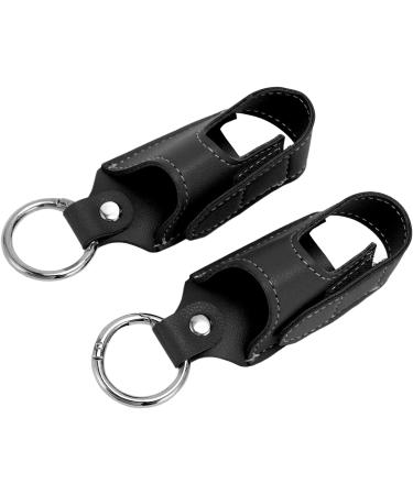 Asthma Inhaler Holder PU Leather Case for Travel and Medication Storage with Carabiner Clip 2pcs (Black) - Buy Online on GoSupps.com
