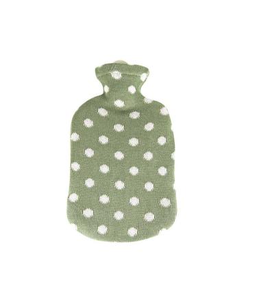 S nger hot water bottle 2 liters hot water bottle rubber heat pad with knitted cover dots may green