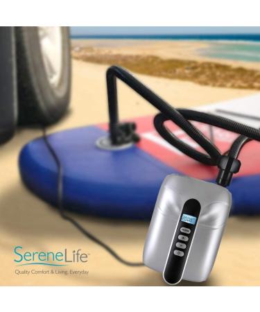 SereneLife SLPUMP30: Digital Electric Air Pump Compressor - 110W 12V Inflator/Deflator for SUP Paddle Board & Water Sports Inflatables - LCD Display, 0-20 PSI - Buy Online on GoSupps.com