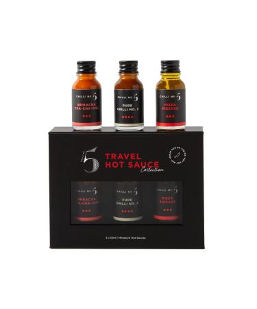 Chilli No. 5 Chilli No.5 Travel Gift Set with mini hot sauce 3 glass bottles 15 ml each perfect for room service and Christmas stocking stuffer