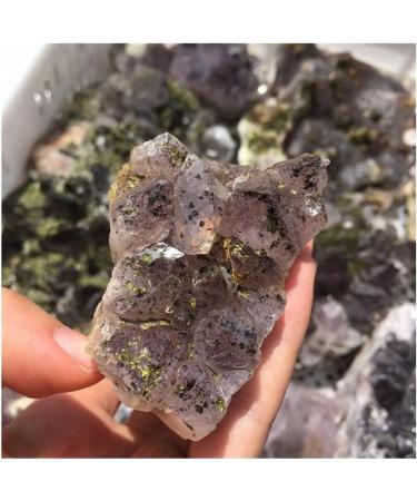 Amazing Natural Amethyst Cluster Specimen Seven Amethyst with Green Tourmaline Stones and Crystals FZUGEDRLI - Buy Online on GoSupps.com