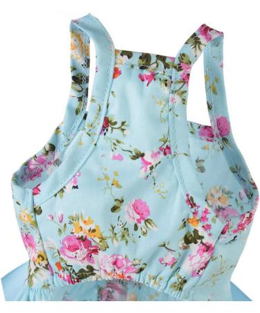 HshDUti Sweetie Bowknot Dog Dresses For Small Dogs Cats Princess Doggie Shirts Girls Puppy Shirt Spring Summer Dog Clothes Flower Print Cotton Dog Costume Outfit Blue S S Blue - Buy Online on GoSupps.com