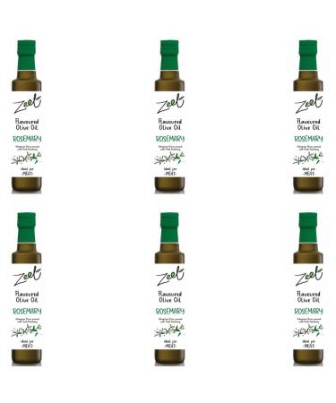 ZEET - Rosemary Flavoured Extra Virgin Olive Oil - Arbequina Olives pressed with Fresh Rosemary Oil - Pure Aromatic Oil with No Preservatives and No Additives - 6 x 250ml Rosemary Flavoured Olive Oil Pack of 6