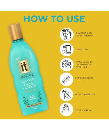 IT Naturals Argan Oil 12-in-One Leave-In Treatment 10.2oz | Repairs Protects & Strengthens All Hair Types | Moisturizing Volumizing & Paraben Free - Buy Online on GoSupps.com