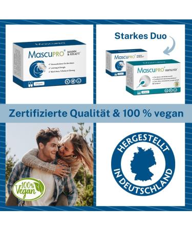 Mascupro Mann & Kraft: 20:1 Black Maca Tribulus Cordyceps & Zinc - 60 Capsules for Energy Performance & Hormone Balance | Shop Internationally - Buy Online on GoSupps.com