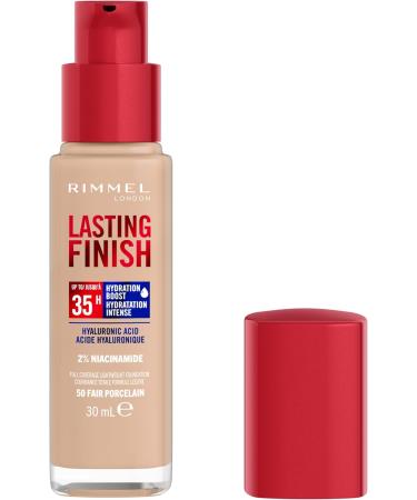 Rimmel London - Lasting Finish 35 Hour Foundation Long-Wearing Hydrating Vegan Formula Full-Coverage - Fair Porcelain 1 count (Pack of 1) Fair Porcelain - 050 - Buy Online on GoSupps.com