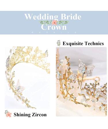 Kilshye Queen Crown - Gold Butterfly Rhinestone Tiara for Bridal Wedding & Prom - Buy Online on GoSupps.com
