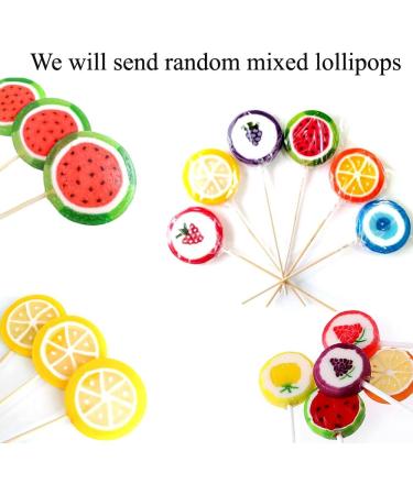 Fruit Sliced Lollipop Candies 25g - Random Mixed Fruit shaped Sweet lollipop candies (15 x Mixed lollies) - Buy Online on GoSupps.com