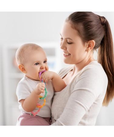 Vicloon Baby Teething Rings Clip Set | Silicone Soothing Toys for Newborns | Cooling & Safe Teething Ring | Pink/Yellow/Blue/Green - Buy Online on GoSupps.com