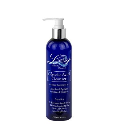 Luxiny Glycolic Acid Face Wash Exfoliating Cleanser & Pore Minimizer for Women/Men  8 oz Vegan Natural 10% AHA Facial & Acne Body Wash