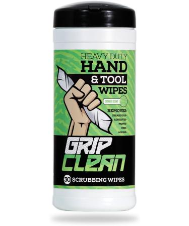 Grip Clean Heavy Duty Cleaning Wipes - Citrus Scented Waterless & Multi-Surface Tool Cleaner for Auto Mechanics - 30 Count - Cleans Grease Oil Paint & More - Buy Online on GoSupps.com