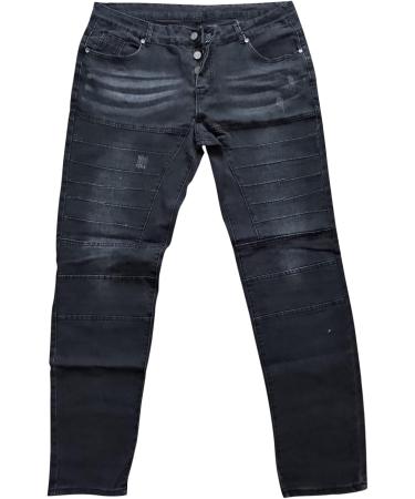 Shop Haiorziyou Men's Stretch Jeans Pants - Regular Fit Single-Colored Washed Out Jogging Trousers for Business & Leisure | XL Black - Buy Online on GoSupps.com