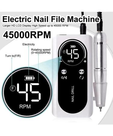 Marran 45000RPM Portable Electric Nail Drill Low Noise Rechargeable Nail Sander for Manicure Salon Tool White - Buy Online on GoSupps.com