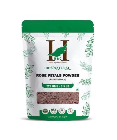 H&C HERBAL INGREDIENTS EXPERT 100% Pure Rose Petals Powder (Rosa Centifolia) for Facial Mask Formulation - 1/2 LB/ 227 gms / 8 Oz