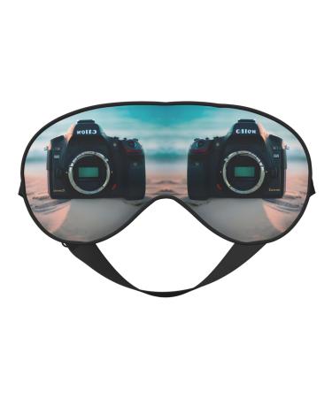FoRes Summer Beach Print Adult Unisex Sleep Eye Mask Light Blocking Adjustable Smooth for Deep Rest Black
