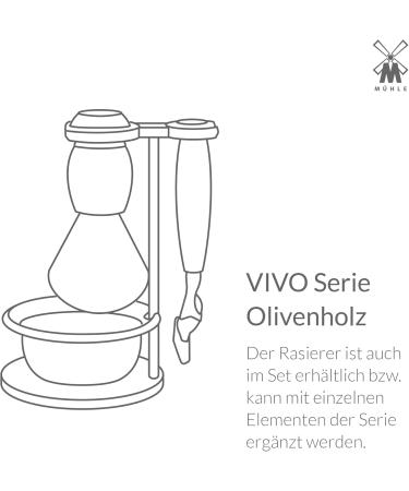 M HLE Vivo Shaving Set - Vegan Olive Wood Handles Compatible with Gillette Blades Black Fibre Brush & Bowl Holder | Premium International Shipping - Buy Online on GoSupps.com