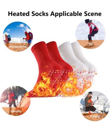 Heated Socks | Self-Warming Foot Warmers | Magnetic & Turmaline Heating Socks for Men | Winter Heating Socks in Red & White - International Shipping Available - Buy Online on GoSupps.com