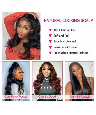 20 Inch Body Wave Lace Front Wig | Pre Plucked Human Hair 150% Density | Brazilian Hair Closure Glueless Wig for Black Women - Buy Online on GoSupps.com