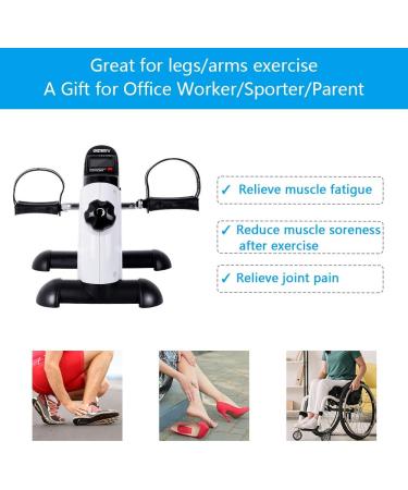 OneTwoFit Mini Exercise Bike Portable Pedal Exerciser Legs and Arms Fitness Cycling with LCD Display for Seniors Rehab White - Buy Online on GoSupps.com