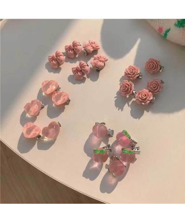 vreplrse 5 Pieces Pink Hair Clips Flower Women Girls Sweet Hairpins Styling Accessories Head Decoration Pin for DIY Crafts Heart - Buy Online on GoSupps.com