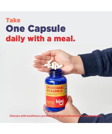 HINI Liposomal Vitamin C 500mg- Vitamin C Liposomal Organic, High Absorption Vitamin C Capsules for Daily Wellness, 1 per Serving / 120 Capsules - Buy Online on GoSupps.com