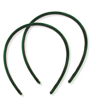 Topkids Accessories 2x Thin Velvet Hair Bands Headbands Alice Bands Head Bands Hairbands Women Adult Girls Wedding Bride Fashion Luxury Comfortable 1cm 0.4" (Bottle Green)