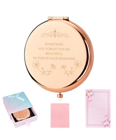 Milishow Birthday Gifts for Women  Unique Gifts for Birthday  Rose Gold Compact Mirror  Gift Ideas from Sister Brother Friend Classmate Coworker Friends A-for Birthday Gifts