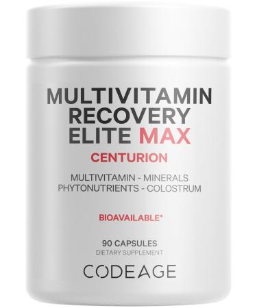Codeage Multivitamin Recovery Elite Max Supplement - Vitamins A C D E B-Complex Essential Minerals Antioxidants Colostrum Phytonutrients Pantethine Non-GMO Sport Multivitamins - 90 Capsules