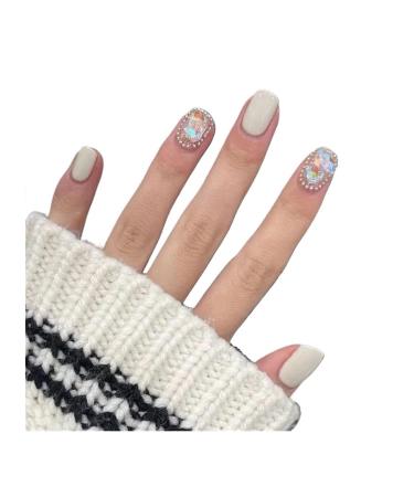 Handmade Wearing Nail Short Style Summer Flash Fake Nail Patch Water Diamond(XS)