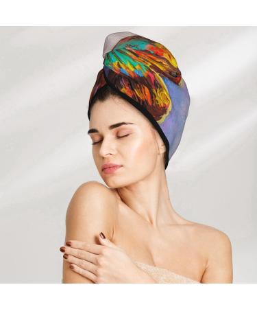Oil Painting Butterfly Microfiber Hair Towel | Soft Absorbent Wrap for Women Quick Dry Coral Velvet for Long Curly & Thick Hair - Buy Online on GoSupps.com