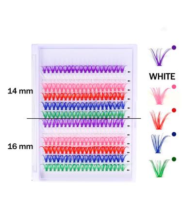 Uranian Colored Lash Clusters - 240pcs DIY Eyelash Extensions | 6 Color Mixed 14&16mm D Curl for Women & Girls - Buy Online on GoSupps.com