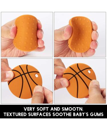 BPA Free Silicone Teething Egg for Boys and Girls - Effective Pain Relief Teether, Freezer Safe - Basketball Design - Buy Online on GoSupps.com