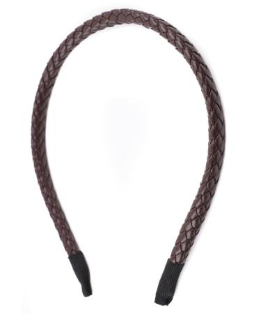 Mytoptrendz Braided Faux-Leather Headband All-Over Plaited Design Narrow Alices Hair Band Girls Women Trendy Hair Accessorie ((Dark Brown)
