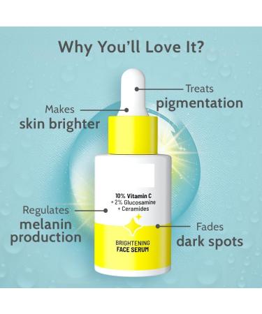 KP 10% Vitamin C Fa.ce Ser.um |Brightens & Gives Glow |Fades Dark Spots |Treats Hyperpigmentation| Balances Melanin Production | Ethyl Ascorbic Acid & Glucosamine | For All Skin Types 30ml - Buy Online on GoSupps.com