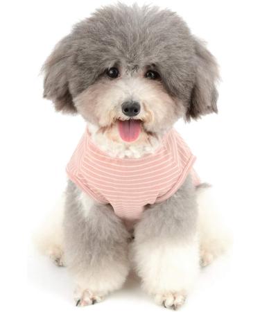 ZUNEA Dog T-Shirts for Small Dogs - Summer Stripes Soft Cotton Cute Pink Tank for Puppies & Cats - Buy Online on GoSupps.com