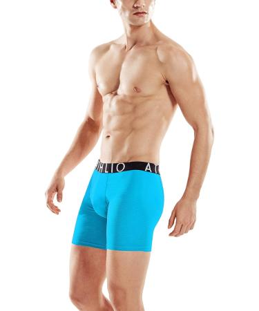 Athlio Men's Relaxed Stretch 6 Open-Fly Cool Dry Brief Mesh Underwear Trunk - Pack of 3 (Black/Blue/Sky, XL) - Buy Online on GoSupps.com