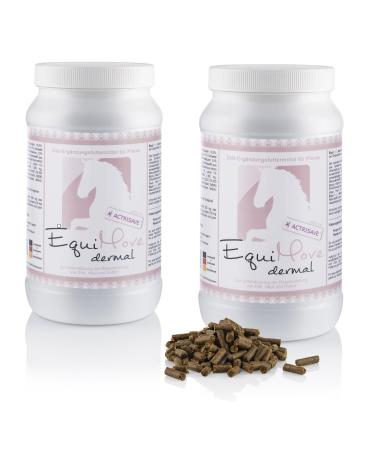 Equimove Dermal |Veterinary supplement for skin fur hooves |Highly dosed with biotin zinc sulfur lycopine manganese actrisave |for fur problems eczema or brittle horn (2 cans)