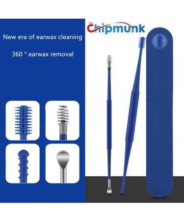 Professional Ear Wax Removal Kit with Stainless Steel Spiral Ear Cleaner - 2Pcs (Blue Brush) - Buy Online on GoSupps.com