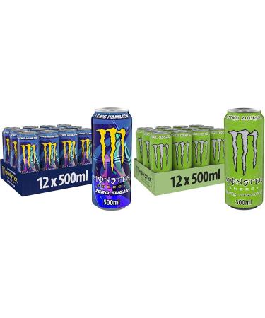 Monster Energy Lewis Hamilton Zero - caffeinated energy drink with a refreshing peach nectarine taste (12x500 ml) & ultra paradise - caffeinated energy drink with combination of apple bundle with ultra paradise