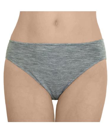 Womens Thermal Panties Briefs: Moisture Wicking Merino Wool Silk Medium Grey Melange