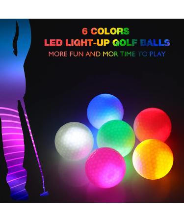 Glow in The Dark Golf Balls - Long Distance LED Night Glowing Colored Balls for Men, Women, and Children (6 Colors) - Buy Online on GoSupps.com