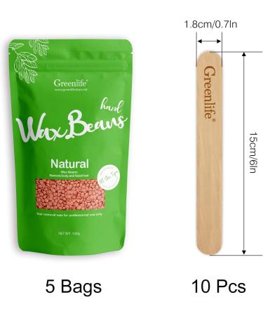 GreenLife 500g Hard Wax Beads with 10pcs wax stick Hard Wax Beans Hair Removal Painless Waxing Bean Home wax Kit for Facial Legs Arms Body Bikini Brazilian Pearl Depilatory Hot Waxs for Women and Men (500g Bagged Honey) - Buy Online on GoSupps.com