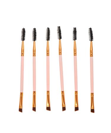 Minkissy tool 6PCs eyebrow eyelashes kamm dual-head eyelashes separator eyebrow eyelashes care brush eyeshadow make-up tools pink mascara