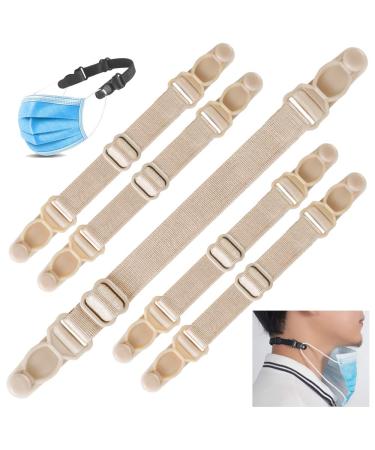 HUAXU Mask Extender - Face Mask Extender Strap Ear Loops Relieving Ear Pressure & Pain from Wearing Long-Time Mask for Nurses,Food-Workers,Mask Strap Extender with High Elastic Fabric(5pcs) Golden