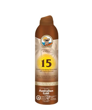 Australian Gold Continuous Spray Sunscreen with Instant Bronzer Immediate Glow & Dries Fast Broad Spectrum Water Resistant SPF 15 6 Ounce