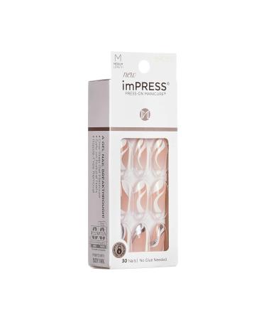 KISS imPRESS No Glue Mani Press On Nails - On My Mind White Almond Shape Medium Size Includes 30 Nails & Accessories - Shop Now Internationally - Buy Online on GoSupps.com