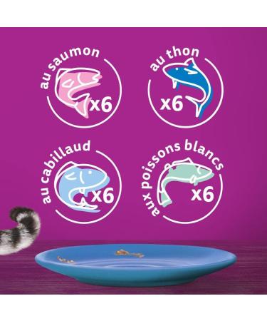 WHISKAS Cat Meals - 48 Fresh Sachets (Pack of 2 Packs 24x85g) - Favorite Fish (4 varieties) - Cat Pate - Buy Online on GoSupps.com
