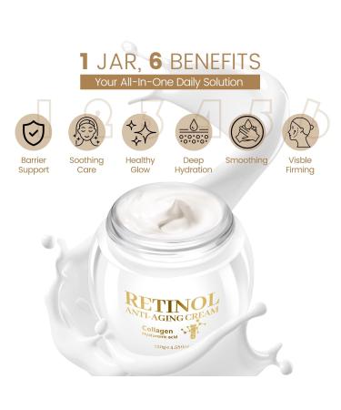 Retinol Anti-Aging Cream with Collagen & Caffeine, Valentine s Day Gift, Triple-Action Formula Reduces Wrinkles, Firms Skin and Intensely Hydrates, for a Smooth, Rejuvenated Complexion, 4.59oz - Buy Online on GoSupps.com